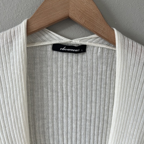 NWT Olivaceous Apricot Lane Cream Cropped Tie Front Cardigan Sweater Large - Picture 3 of 13